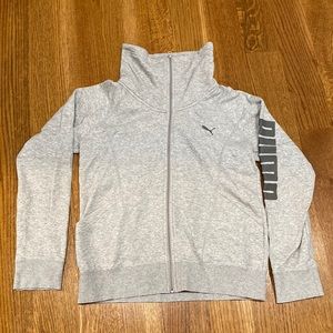 EUC PUMA zip front hoodie sweatshirt gray L